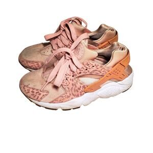 Nike Huarache Run Se (Gs) Girl's Shoes Size 4 Pink Leopard Print Sneakers